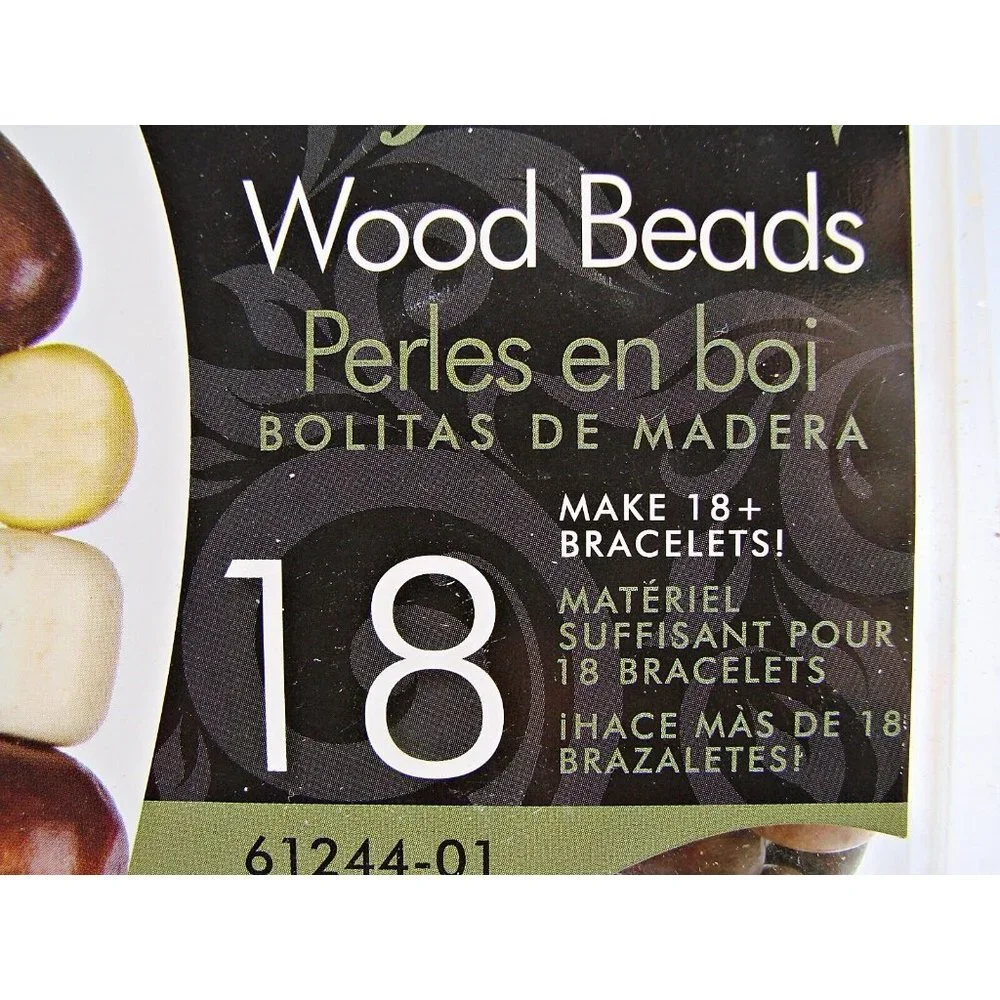 Cousin Wooden Beads Brown Tan Barrel Mixed Sizes Colors Crafts Jewelry Open Box